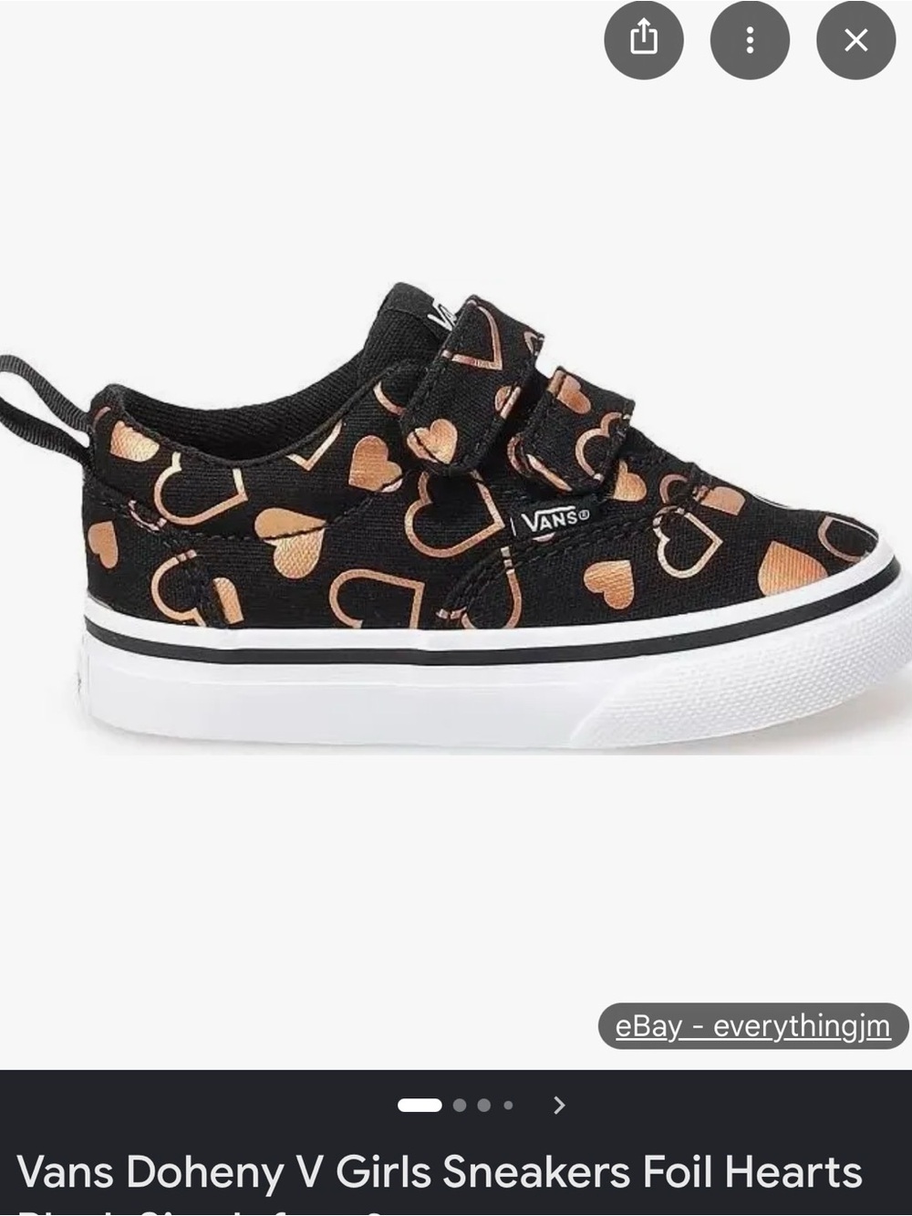 Vans Doheny V girls sneakers foil heart. Size 10